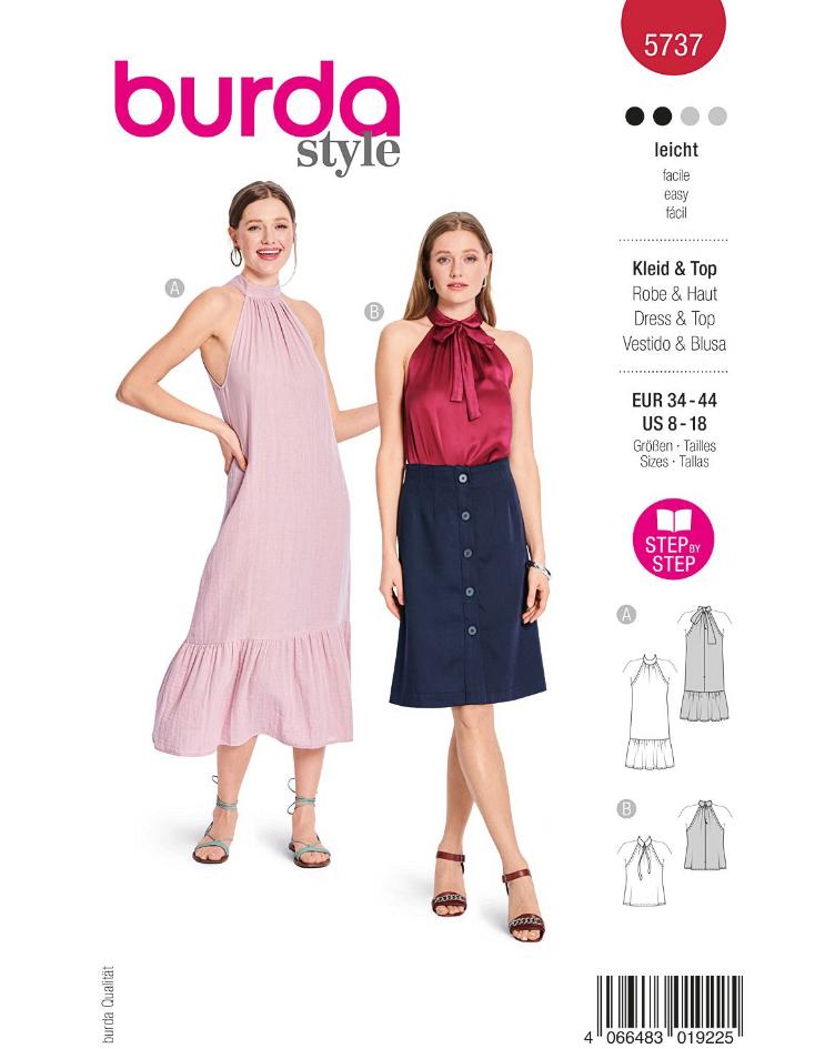 Neckholder Kleid und Top mit Hemdkragen und Band