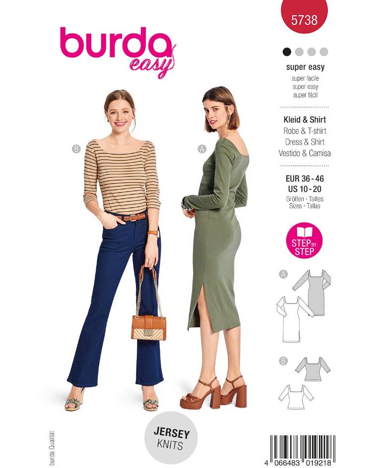 Bodycon Kleid mit breitem Ausschnitt und Shirt