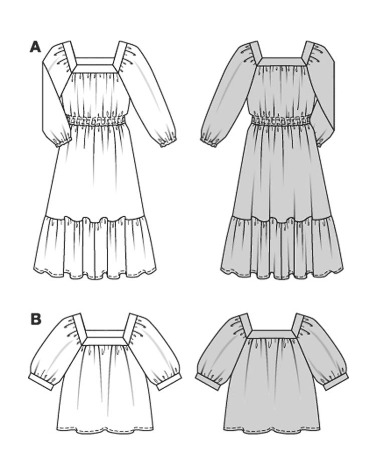 Midi Stufenkleid und Bluse - 0