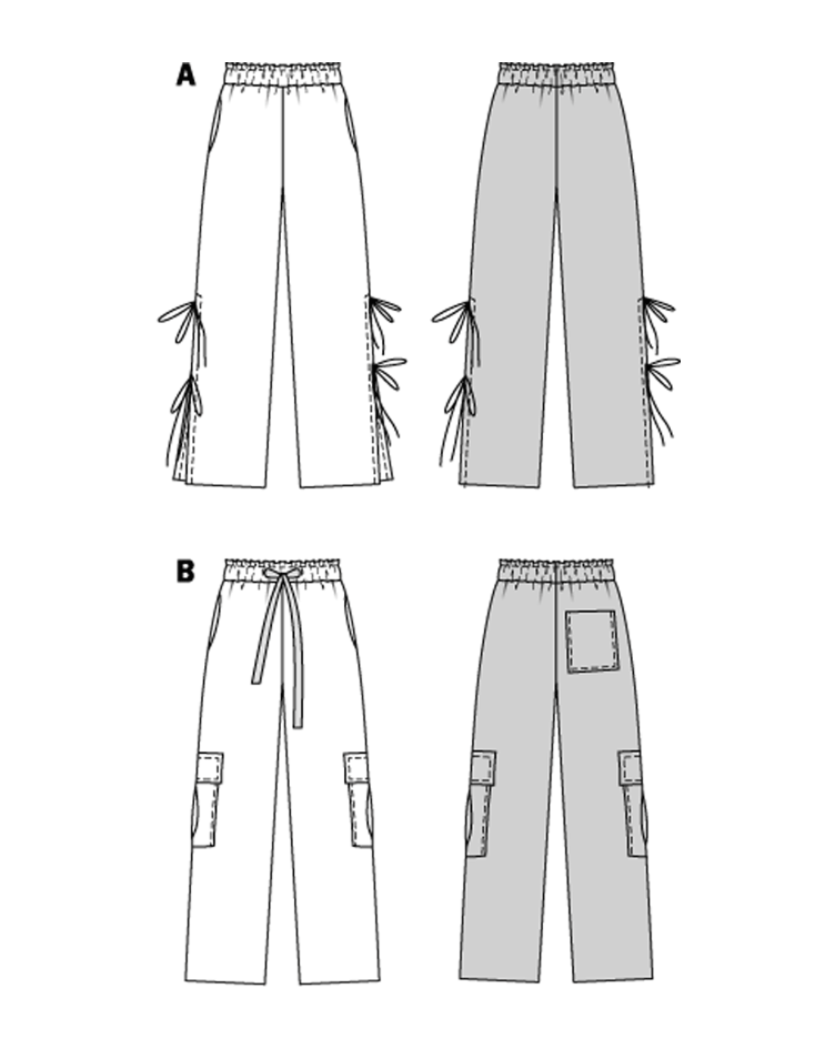 Hose mit hohen Seitenschlitzen, Cargohose mit XL Taschen - 1