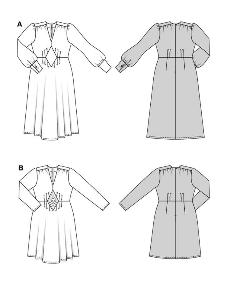 Kleid mit Einsatz und aufspringender Falte - 1
