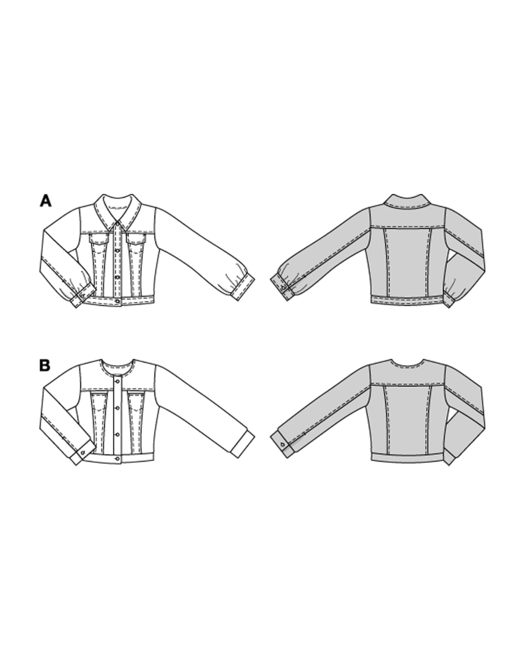 Jacke mit Umlegekragen und Jacke mit Blenden und Knöpfe - 0