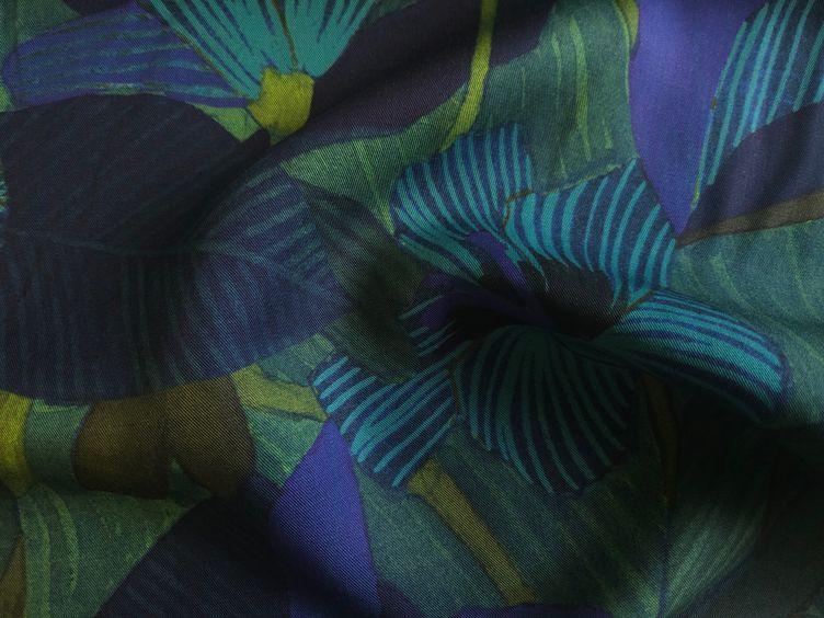 Tencel Druck floral, blau grün