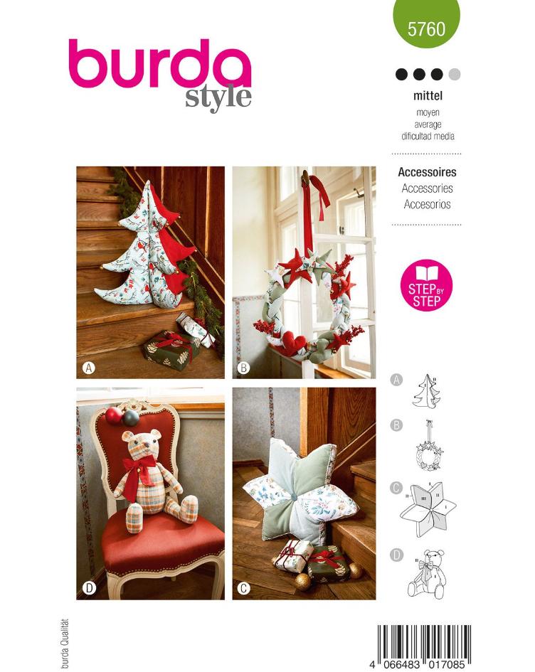 Teddybär, Weihnachtsbaum, Kissen & Kranz
