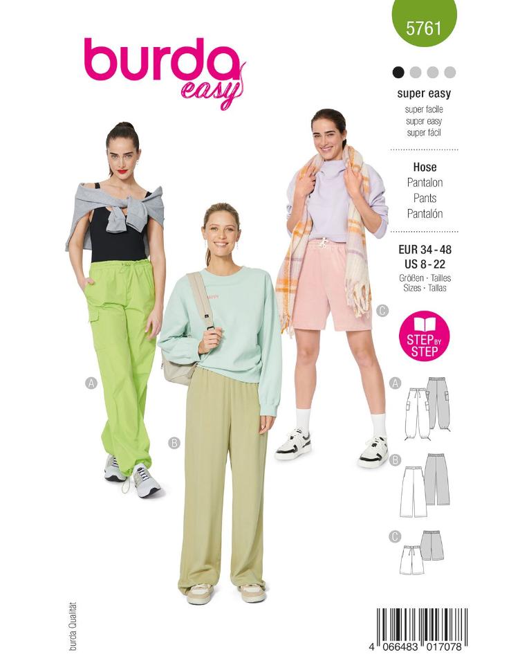 Sportliche Marlenehose, Parachute-Hose und Shorts