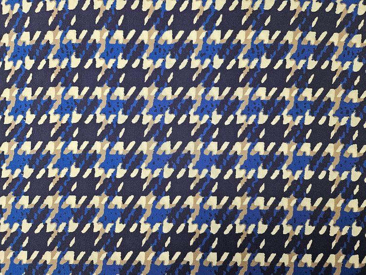 Viskose-Druck blau, beige - 0