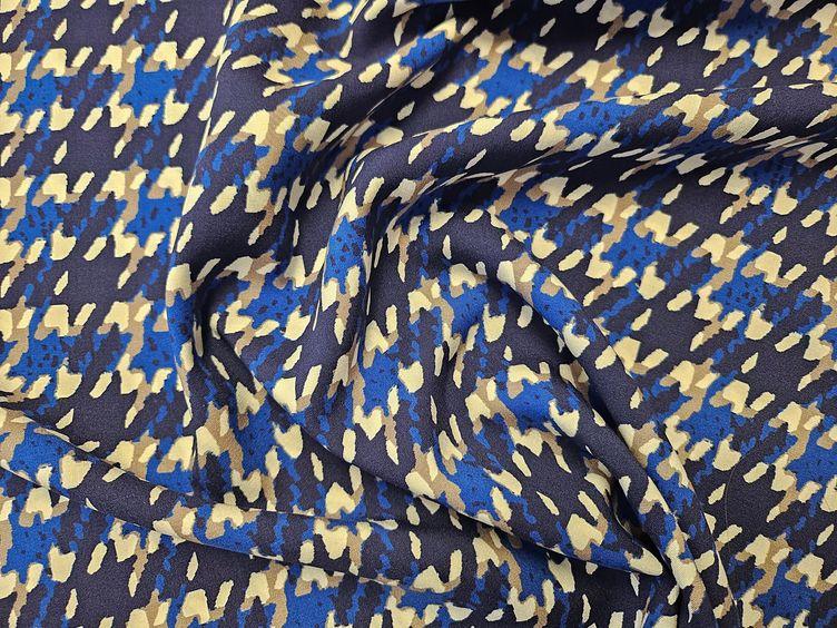 Viskose-Druck blau, beige