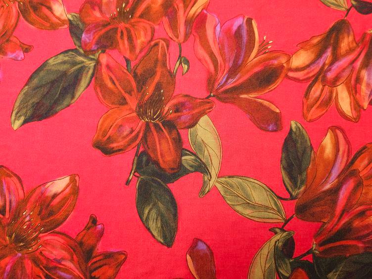 Viskosejersey mit Blumenprint, rot - 0