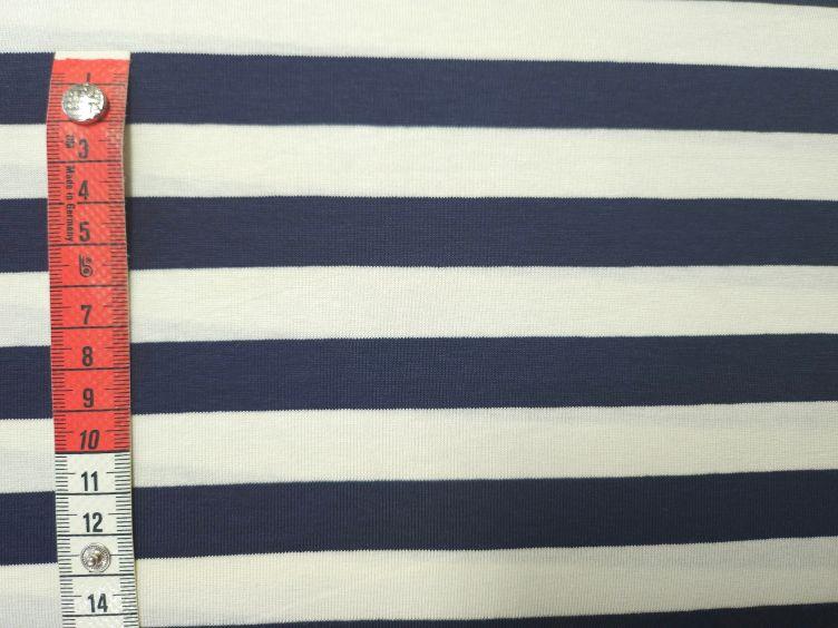 Viskosejersey gestreift, weiss blau - 0