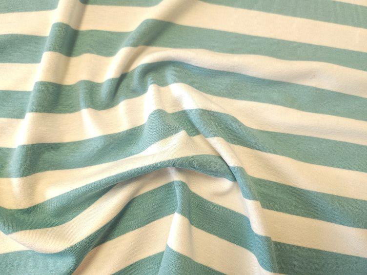 Viskosejersey gestreift, mint-weiss