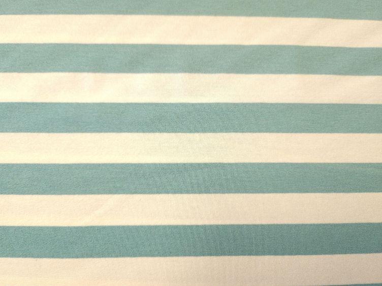 Viskosejersey gestreift, mint-weiss - 1