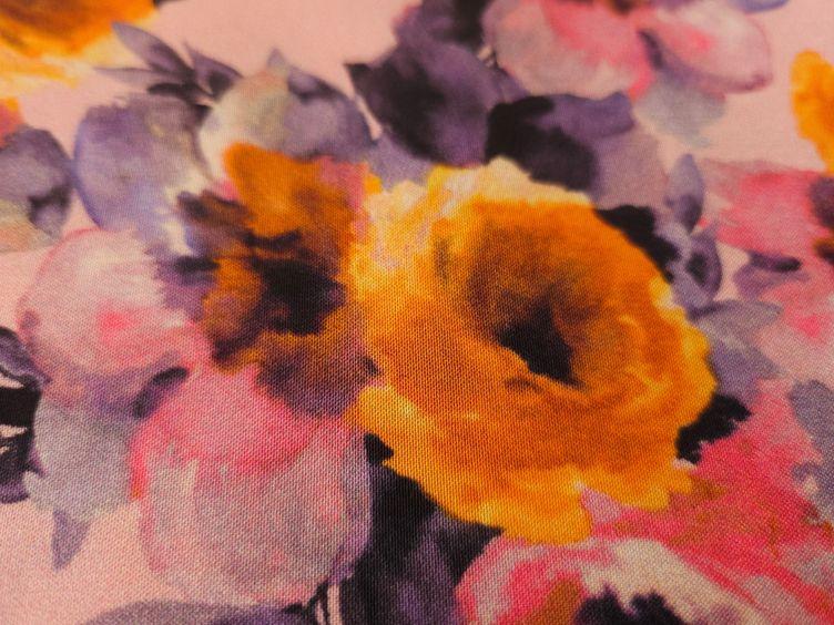 Viskosestoff Blüten, rosa - 2