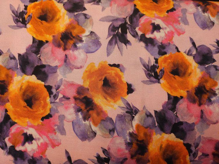 Viskosestoff Blüten, rosa - 1