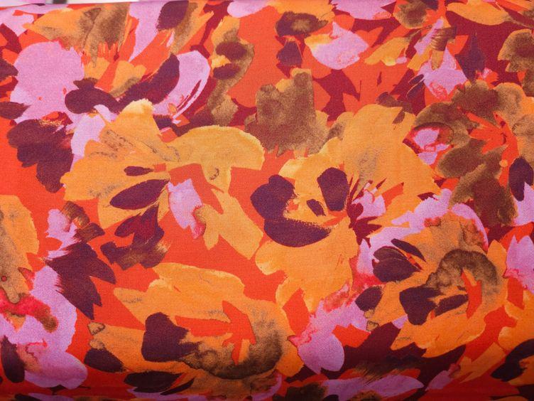 Viskosestoff floral, rot - 0