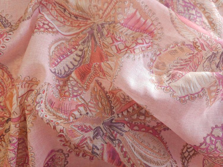 Riani Baumwollstoff floral, rosa