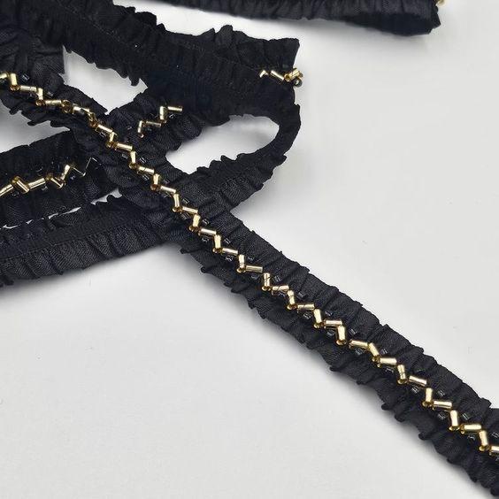 Elastische Borte 20mm, schwarz gold