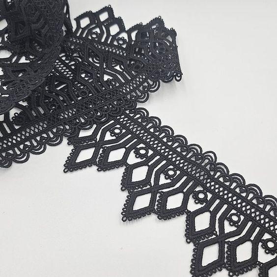 Breites Spitzenband 80mm, schwarz