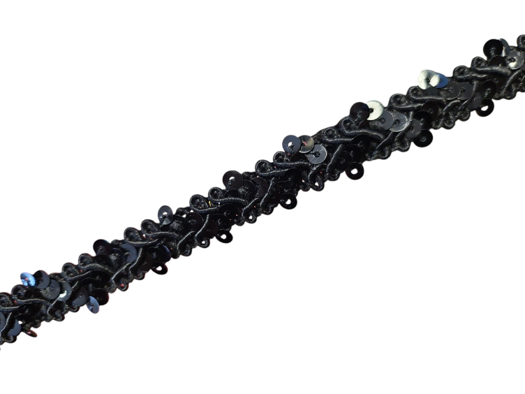 Paillettenborte 15mm, schwarz - 0