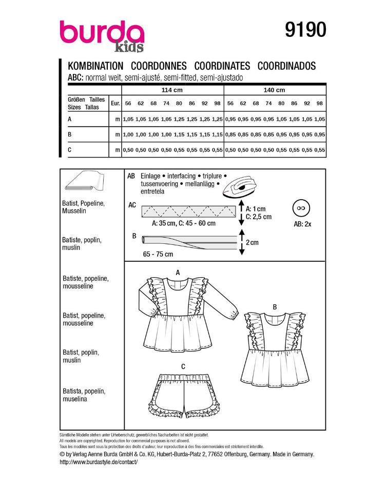 Mädchen Set Bluse und Hose 56-98 - 1