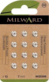 Milward green Druckknöpfe zum Annähen 7mm, schwarz & silber