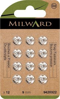 Milward green Druckknöpfe zum Annähen 9mm, silber & schwarz - 0