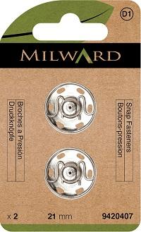 Milward green Druckknöpfe zum Annähen 21mm, silber & schwarz - 0