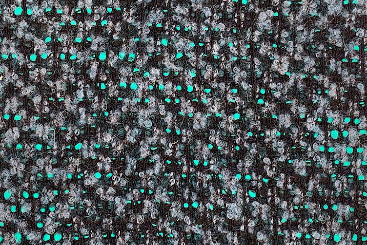 Bouclé Winterstoff schwarz, grau und petrol - 0