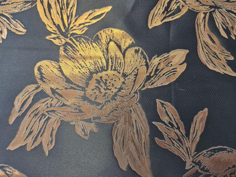 Schwerer Damast blau, gold