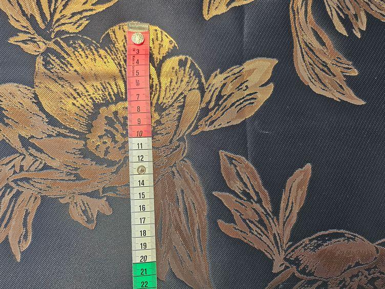 Schwerer Damast blau, gold - 0