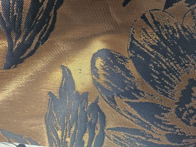 Schwerer Damast blau, gold - 3