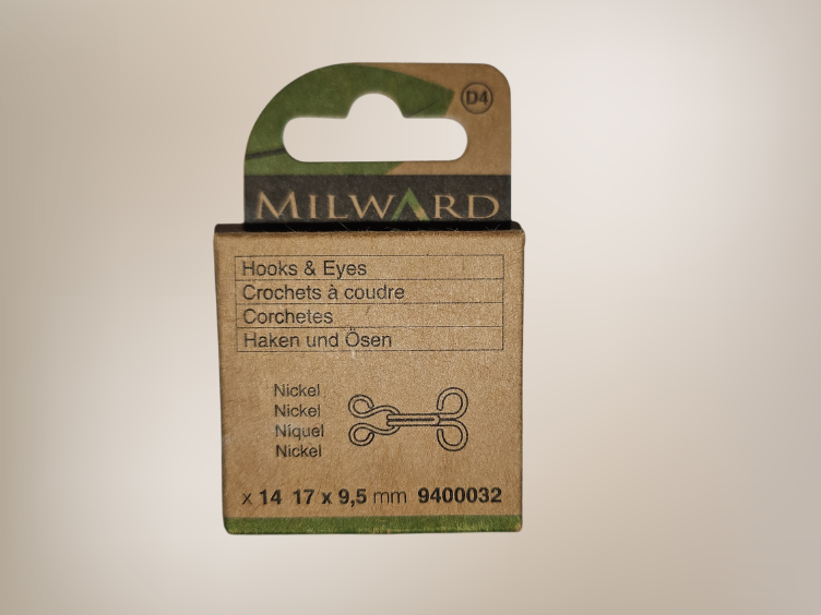 Milward Haken und Augen Nr.3 in schwarz und silber