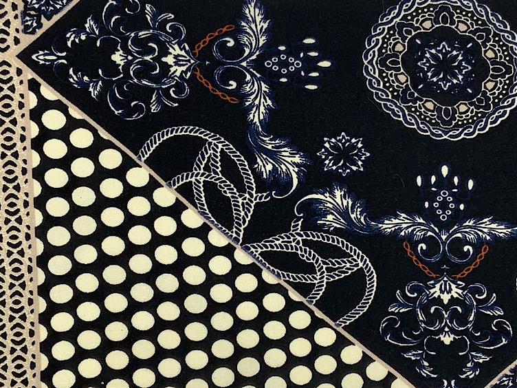 Viskosestoff bedruckt blau/schwarz/weiss - 0