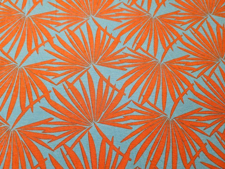Viskose Jersey orange Palmblätter - 0