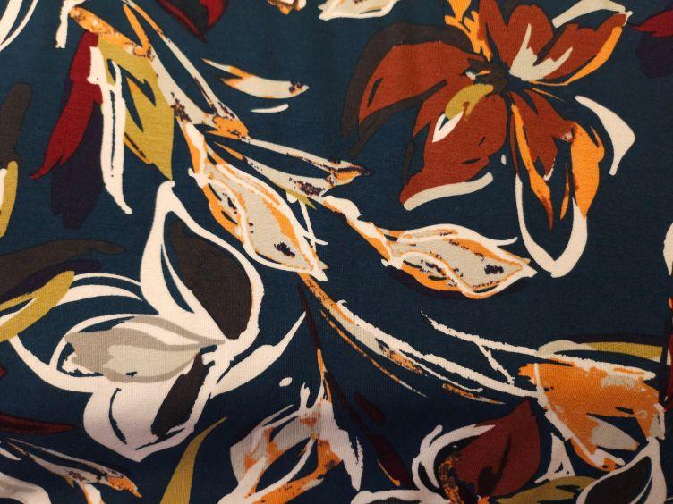 Viskose Jersey floral, grün - 0