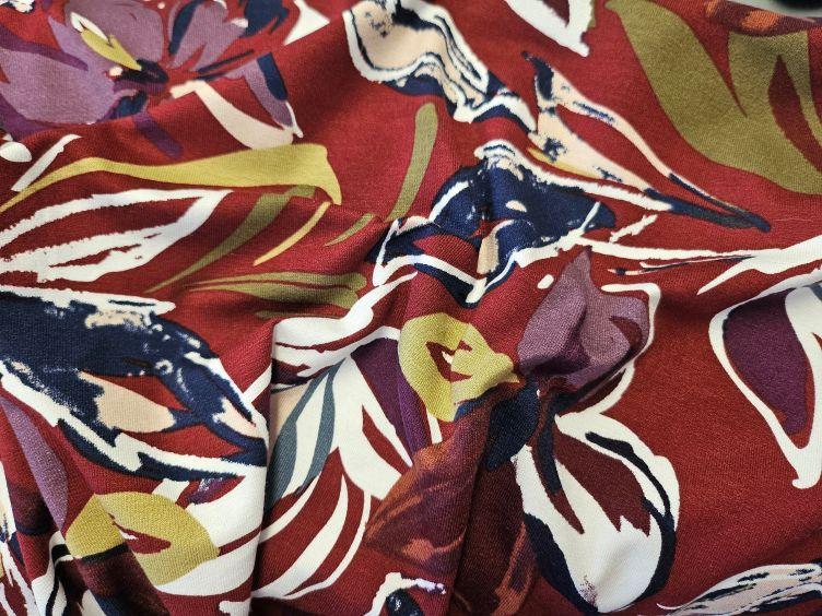 Viskose Jersey floral, rot