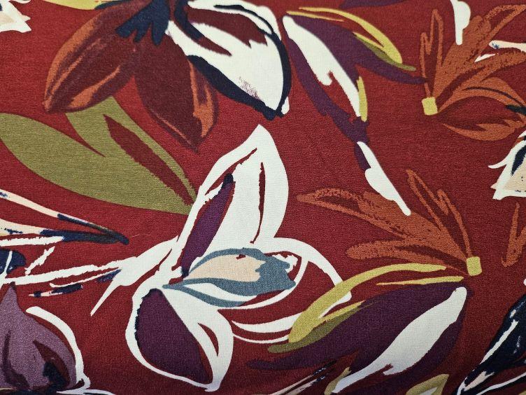 Viskose Jersey floral, rot - 0