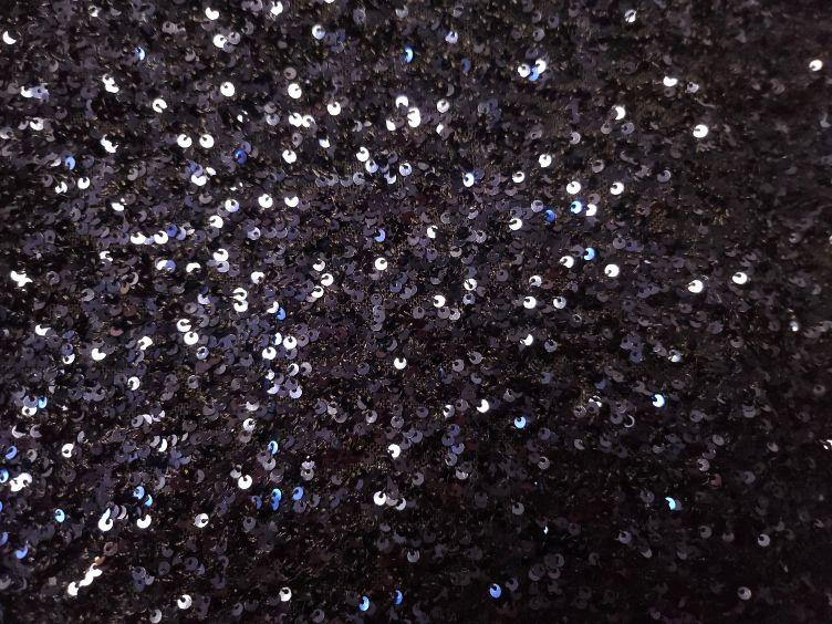 Pailletten auf Tüllgrund, dunkelblau - 0