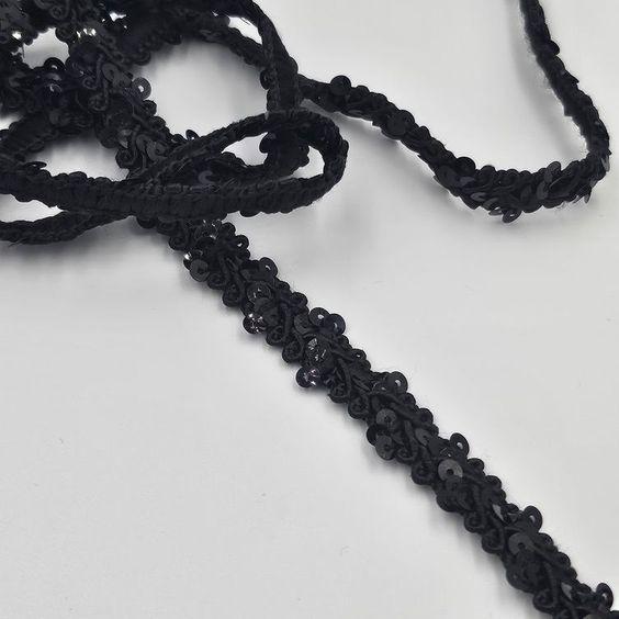 Paillettenband 10mm, schwarz