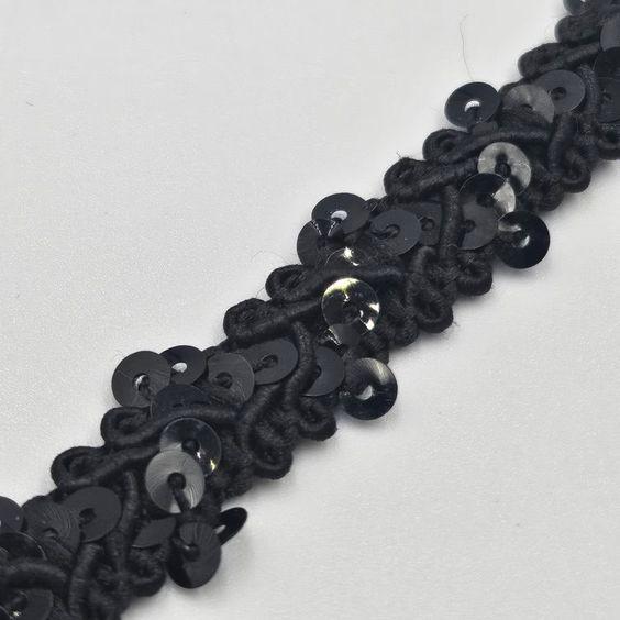 Paillettenband 10mm, schwarz - 0