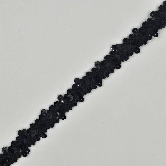 Paillettenband 10mm, schwarz - 1