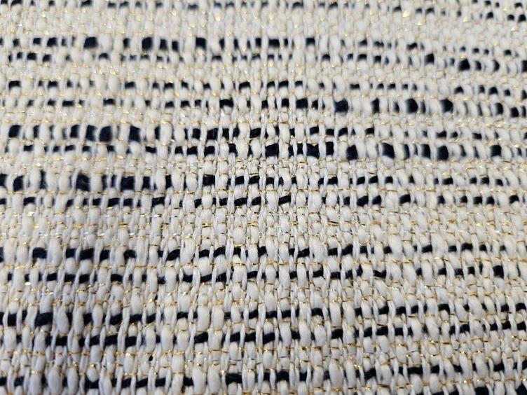 gewobener Stoff weiss,blau und gold - 0