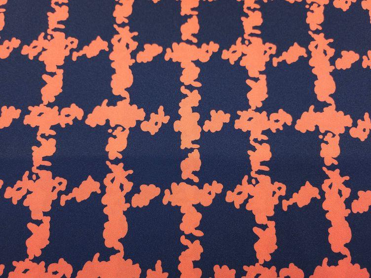 Blusenstoff mit modernem Muster, blau orange - 0