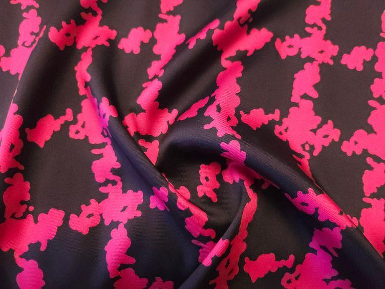 Blusenstoff mit modernem Muster, schwarz pink
