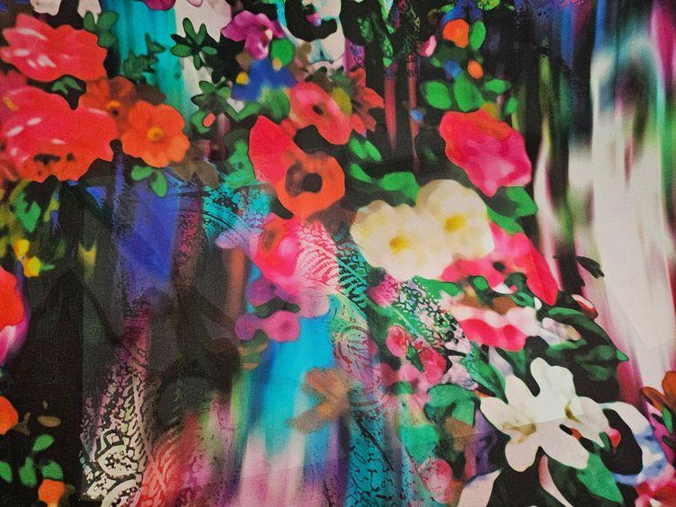 Seide floral, schwarz - 1