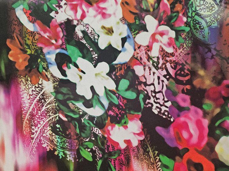 Seide floral, schwarz - 0