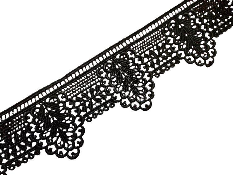 Spitzenband mit Ranken schwarz, 50mm