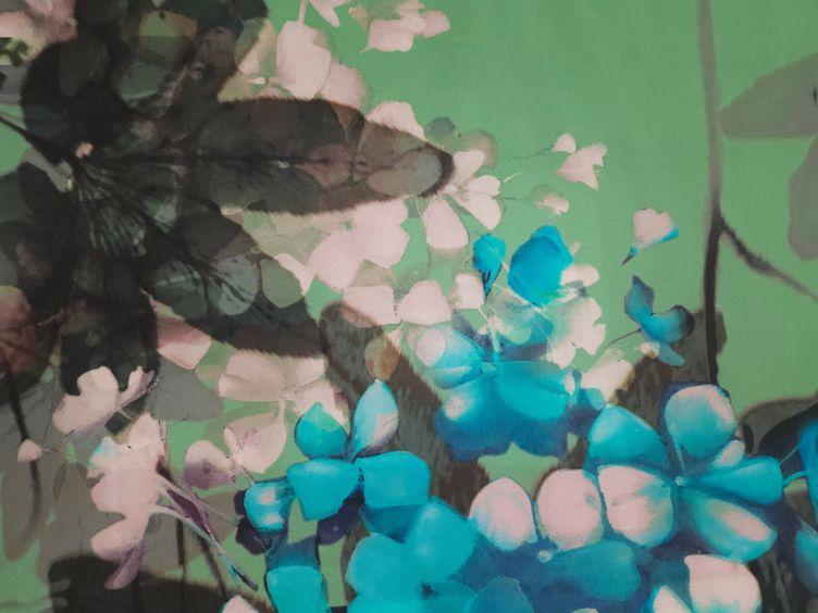 Seide floral, grün - 2