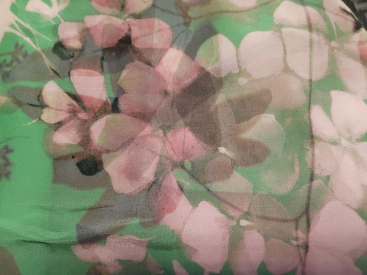 Seide floral, grün - 0