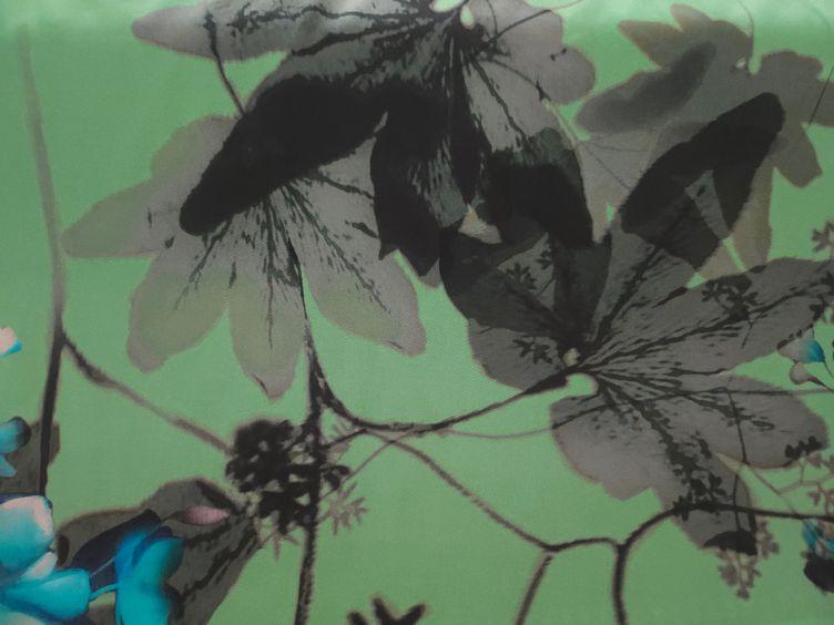 Seide floral, grün - 1