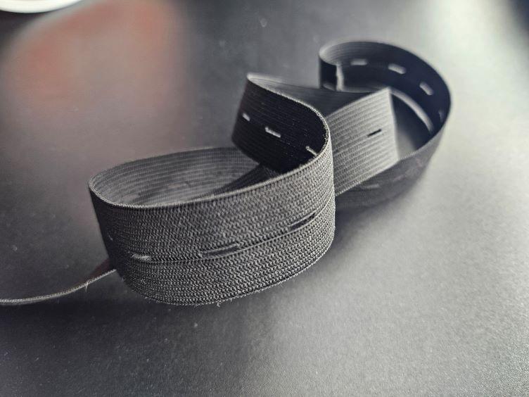 Knopfloch Elast 25mm, schwarz und weiss